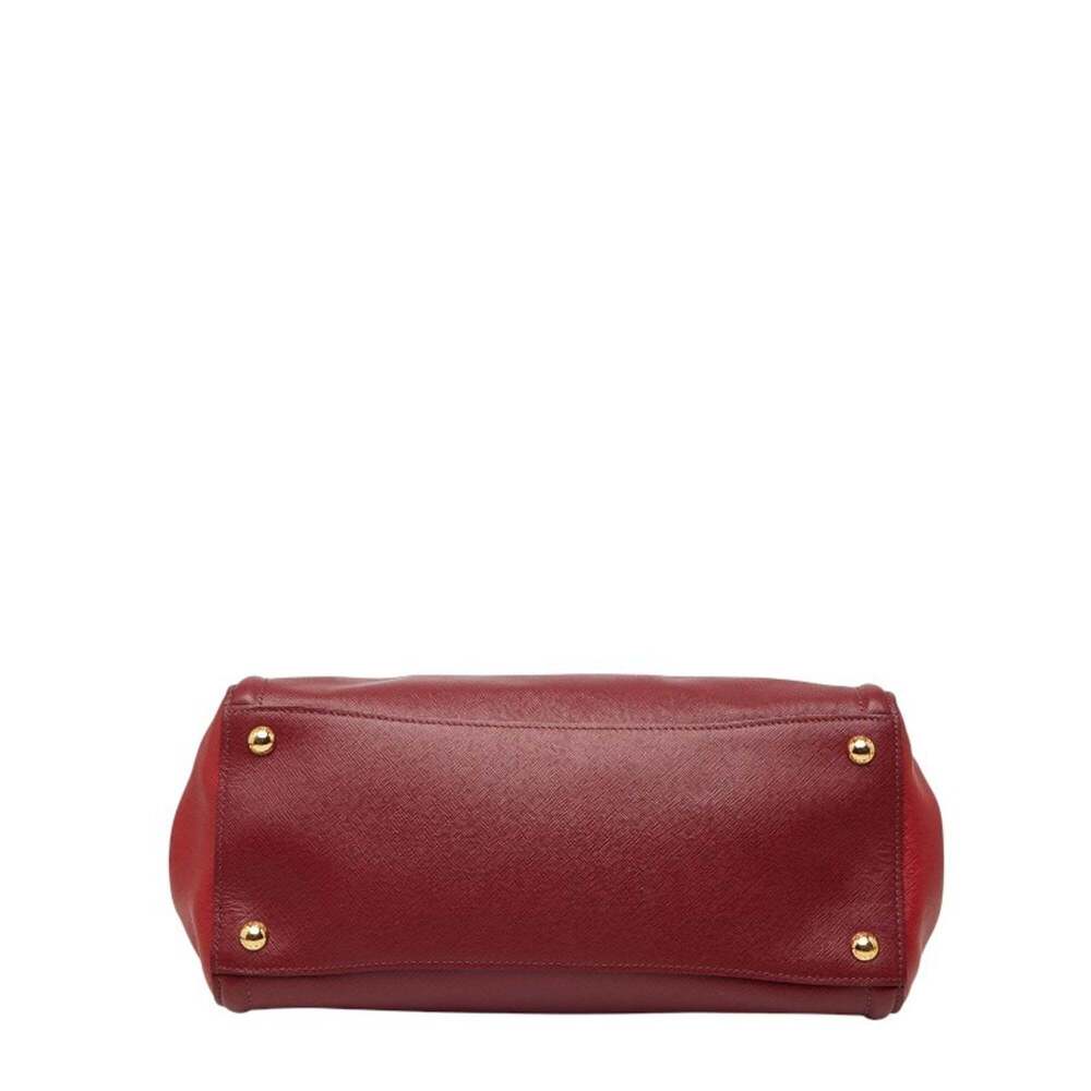 Prada Triangle Logo Plate Handbag/Shoulder Bag, 2-Way, Red Saffiano Leather, ... - Picture 3 of 13